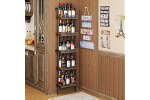 5-Tier Freestanding Wine Racks: 50 Bottles Wine Rack Shelf Wall Mounted with Fences, Wines Bottle Holder Display Shelf, Liquo