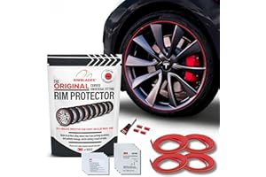 Red Rim Protectors for Alloy Wheels by Rimblades Original - Fits Up to 24" X 4 Rims | Easy DIY Exterior Car Accessories | Protects Against Curb Rash