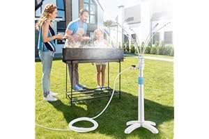 TESMOTOR Stand Misters for Outside Patio, Stand Up Misters with Adjustable 46in Height, 5 Brass Nozzles and 26FT Line, Portable Water Mister for Patio, BBQ, Pool, and Water Activities