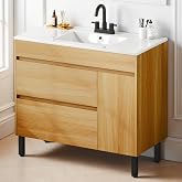 DWVO 36 Inch Bathroom Vanity with Sink | Bathroom Vanity Cabinet, Modern Bathroom Storge Vanity Includes Soft Closing Door, 2 Drawers &amp; Drain