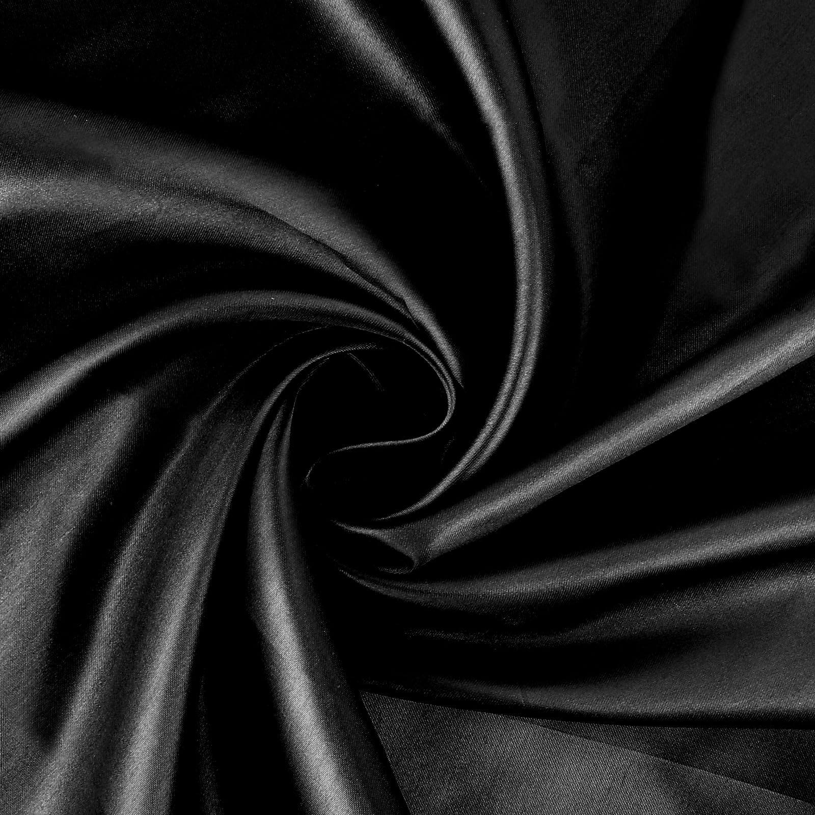 Satin Fabric by The Yard, 60 Inch Wide Black Satin Fabric Shiny & Silky Lining Fabric Satin Cloth Fabric for Wedding Dress, Clothing Making, DIY Crafts, Table Cover, Sewing(Black)
