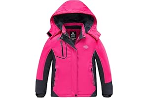 wantdo Girls' Waterproof Winter Coat Fleece Ski Jacket Hooded Snow Coat Warm Raincoat Outerwear
