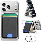 ESR for MagSafe Wallet with Stand, RFID Blocking with MagSafe Ring, 5 Card Holder for Phone Case, Slim Leather Magnetic Wallet for iPhone 17/16/15/14/13/12 Series(Not for Mini), Selected Samsung,Black