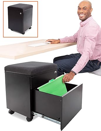Amazon Com Stand Steady Vert Rolling File Cabinet 2 Drawer Mobile File Cabinet With Locking Storage Small Filing Cabinet With Cushion Top For An Extra Place To Sit Perfect