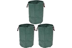 DOONARCES 3Pcs 72 Gallon Reusable Garden Waste Bags Foldable Outdoor Yard Leaf Trash Bags Freestanding Container Bag with Handles Lawn Patio Waste Bags for Loading Leaf Trash, Green (3Pcs/72Gal)