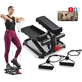 Sunny Health &amp; Fitness Mini Stepper w/LCD Monitor &amp; Adjustable Step Height | Fully Assembled, Stable Frame Design, Home Cardio Training, Hydraulic Stepper, Fits Everywhere, Resistance Bands Option