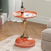 wangbochuan Stylish Hourglass Side Table - Contemporary Design for Living Rooms, Cafes, Dining Areas, Bedrooms, and Outdoor Spaces - Perfect Accent Piece for Any Decor (1, Hermes Orange)
