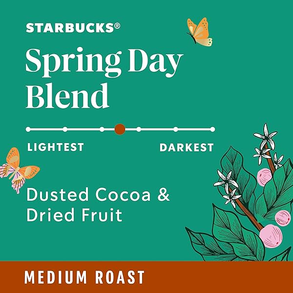 STARBUCKS K-CUP COFFEE PODS, MEDIUM ROAST COFFEE, SPRING DAY BLEND FOR KEURIG COFFEE MAKERS, 100% ARABICA, LIMITED EDITION, 1 BOX (10 PODS)