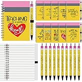 Resurhang Teacher Appreciation Gifts Bulk from Students, Pencil Spiral Notebooks with Glitter Pens, Thank You Cute Classroom Supplies Party Favor Gift Back to School, 10 Styles(10 Sets)