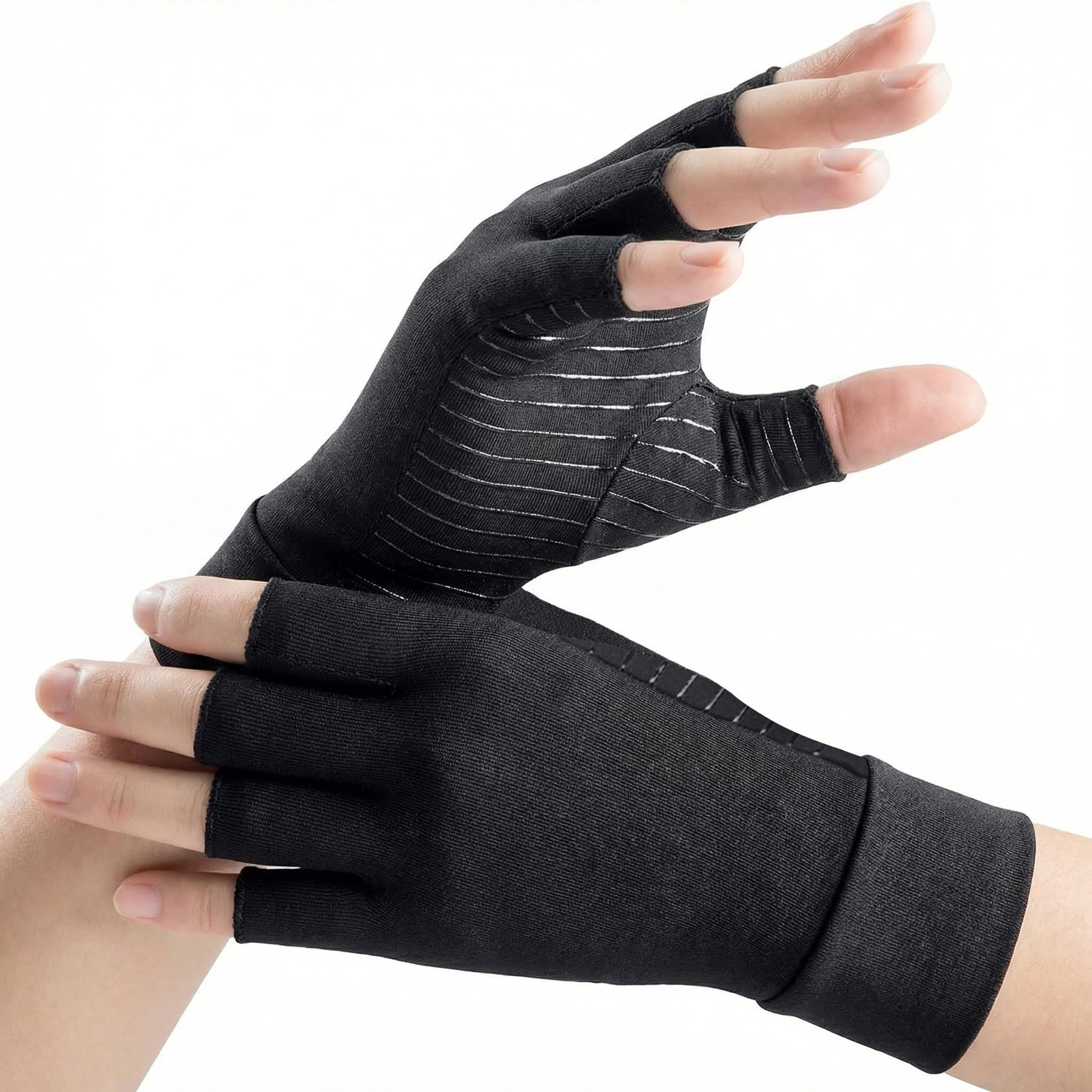 AovYoo Copper Arthritis Compression Gloves Raynauds Gloves Rheumatoid Osteoarthritis Wrist Supports -Hand Pain Relief (M)
