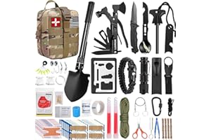 LUXMOM Survival Kit and First Aid Kit, 142Pcs Professional Survival Gear and Equipment with Molle Pouch, for Men Camping Outdoor Adventure/Gifts for Men Dad Christmas
