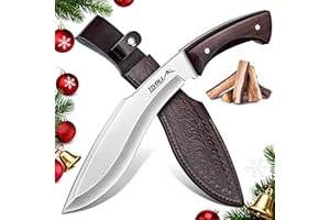 TIVOLI Kukri Fixed Blade Knife - Full Tang Survival Knife with Sheath, Heavy-Duty Hunting Knives for Camping, Bushcraft, Gardening & Outdoor Adventures – Great Christmas Gift for Men and Women