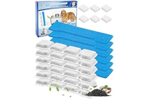 MyfatBOSS 6 Set Pet Water Fountain Filter Replacement Kit Compatible with SIBAYS 15L/4Gal, Fit for Kastty Dog Water Fountain Stainless Steel, 6 Pre-Filter+6 Filters+6 Sponges