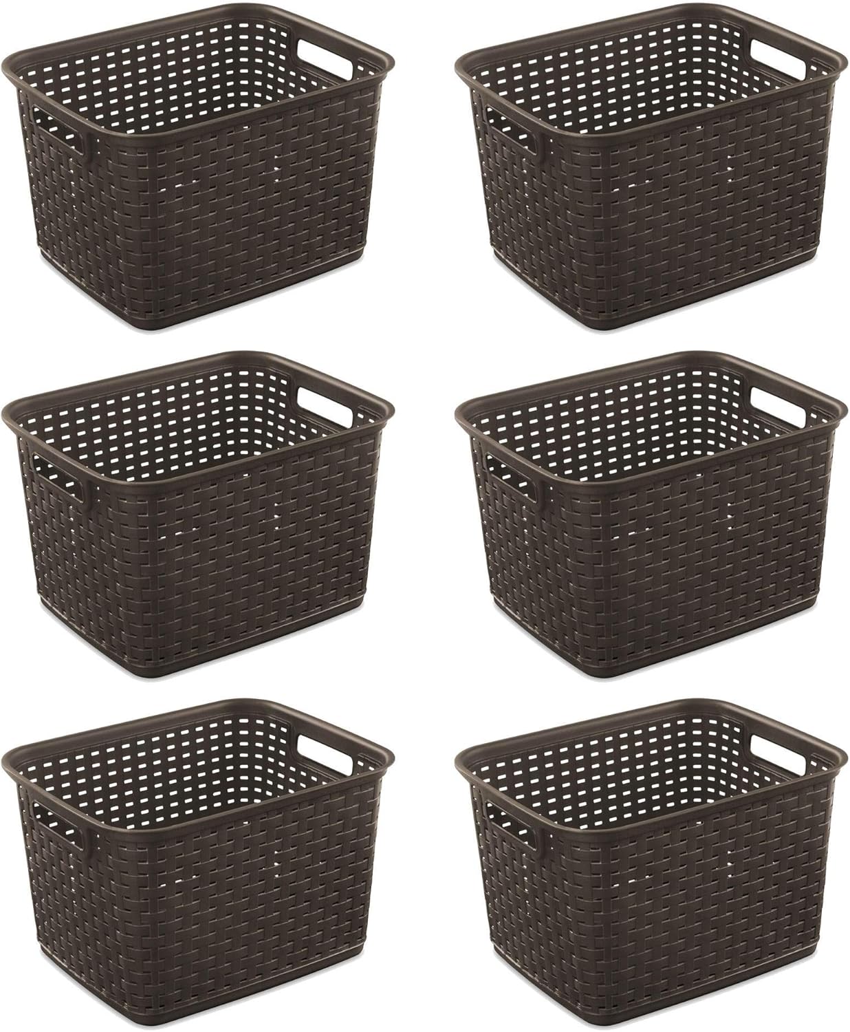 amazon storage baskets on Amazon Com Sterilite 12736p06 Tall Weave Basket Espresso 6 Pack Home Kitchen
