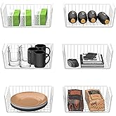 SimpleHouseware Under Shelf Hanging Metal Wire Storage Basket for Cabinet, Kitchen, Office, Pantry, and Bathroom, 6 Pack, Whi
