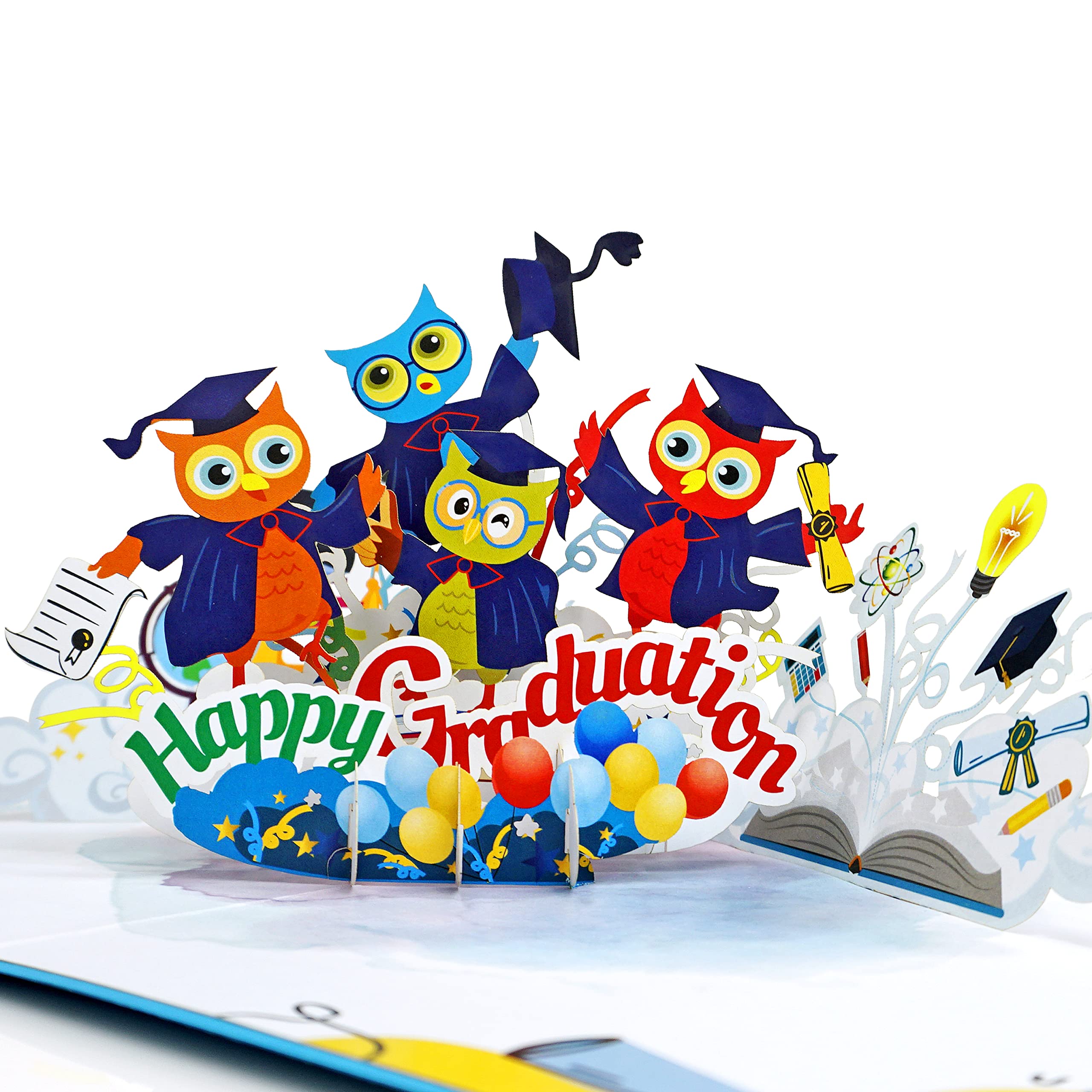 CUTPOPUP Owl Pop Up Graduation Card - High School & College, Thank You 2023 (Happy Graduation) US8-43UK1520