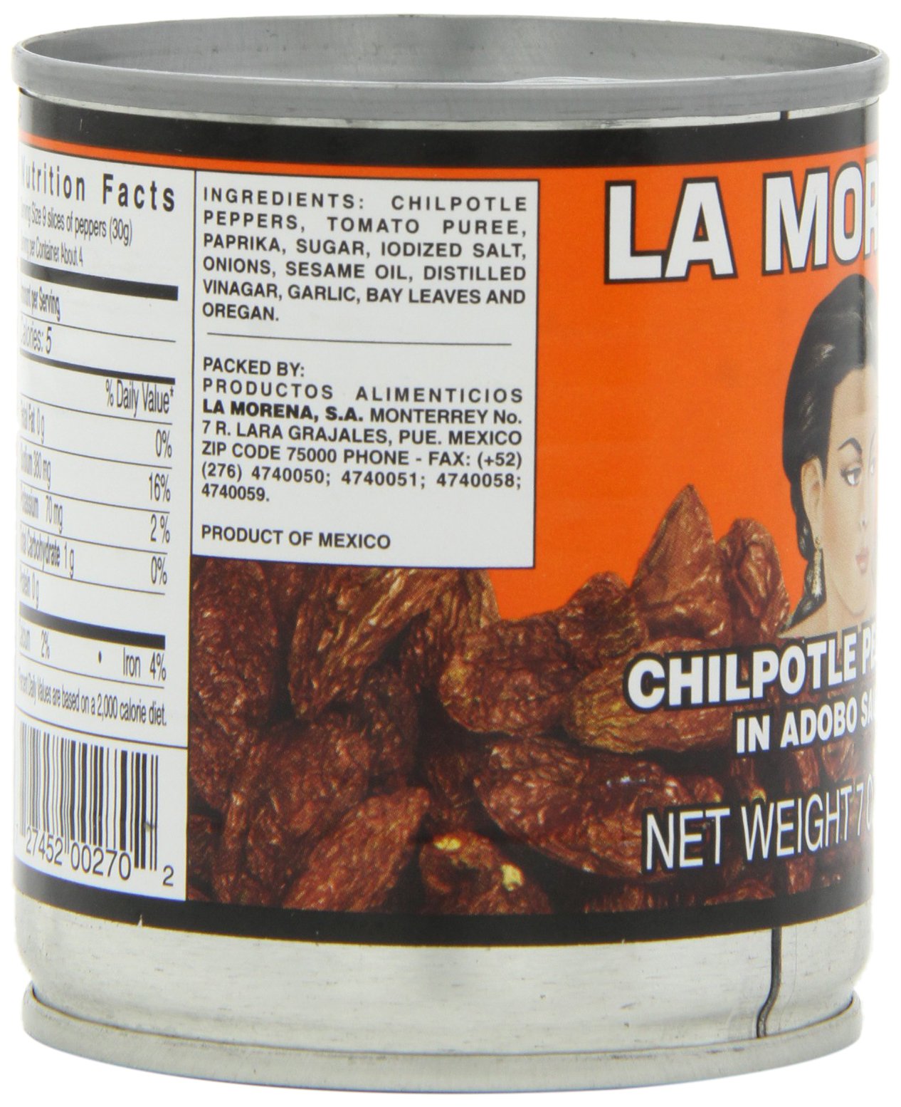 La Morena Chipotle Peppers in Adobo Sauce, 7Ounce Tins (Pack of 6