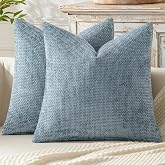 MIULEE Decorative Couch Throw Pillow Covers 20x20 Inch Coastal Blue 2 Pack | Modern Boho Accent, Soft Chenille Pillow Covers,