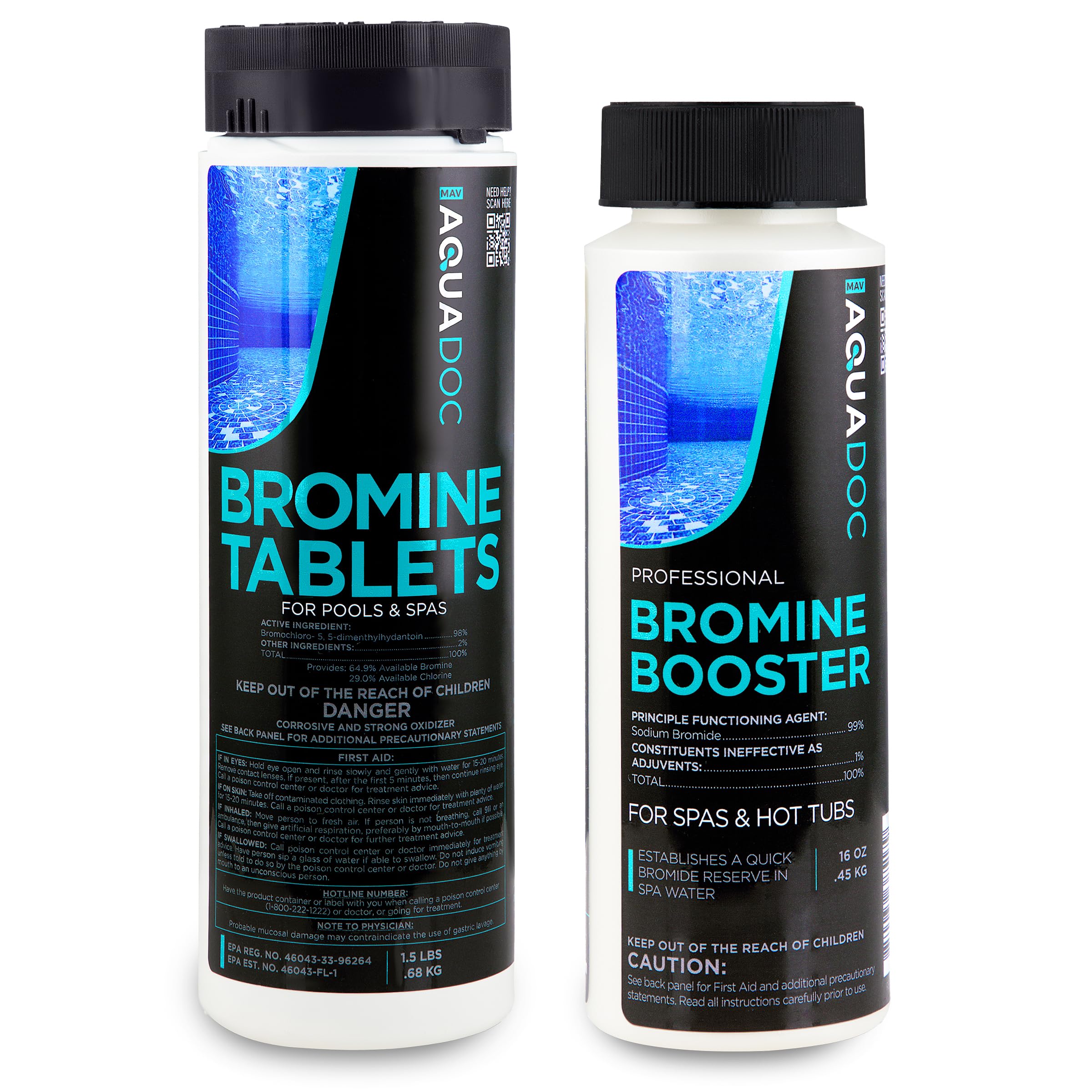 AquaDoc Bromine Tablets and Bromine Booster for Spa Hot Tub - Includes 1.5lb Spa Tablets and 1lb Hot Tub Granules to Help Improve Water Clarity - Made in USA Image