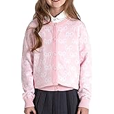 BOBOYOYO Girls Cute Cardigan 100% Cotton Girls Button Up Sweater Long Sleeve Kids Knit Cardigan Crewneck Casual Kawii Clothes