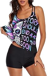 Omichic Women's Loose Bathing Suits Tankini Top