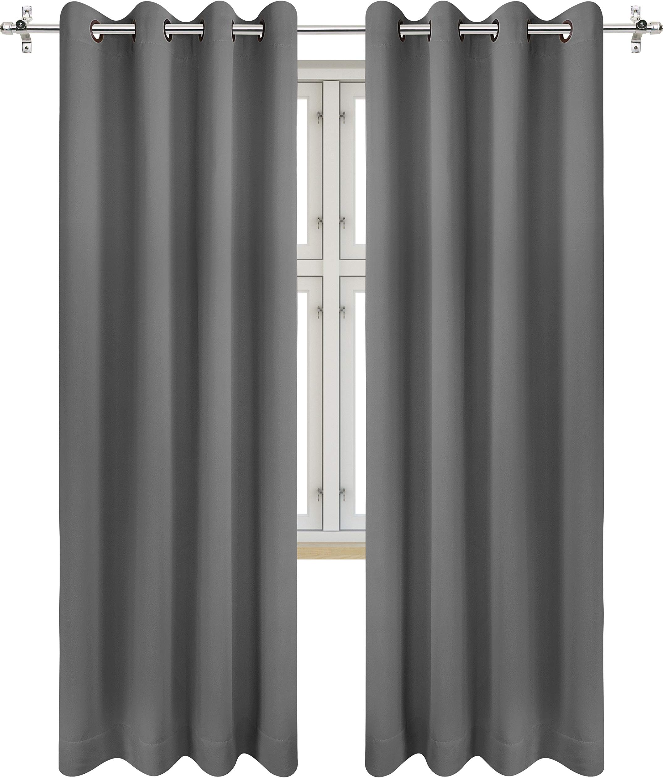 Utopia Bedding Blackout Curtains for Bedroom, Grommet Window Curtains 84 Inch Length 2 Panels, Thermal Insulated Drapes for Living Room (Grey, 52W x 84L Inches)