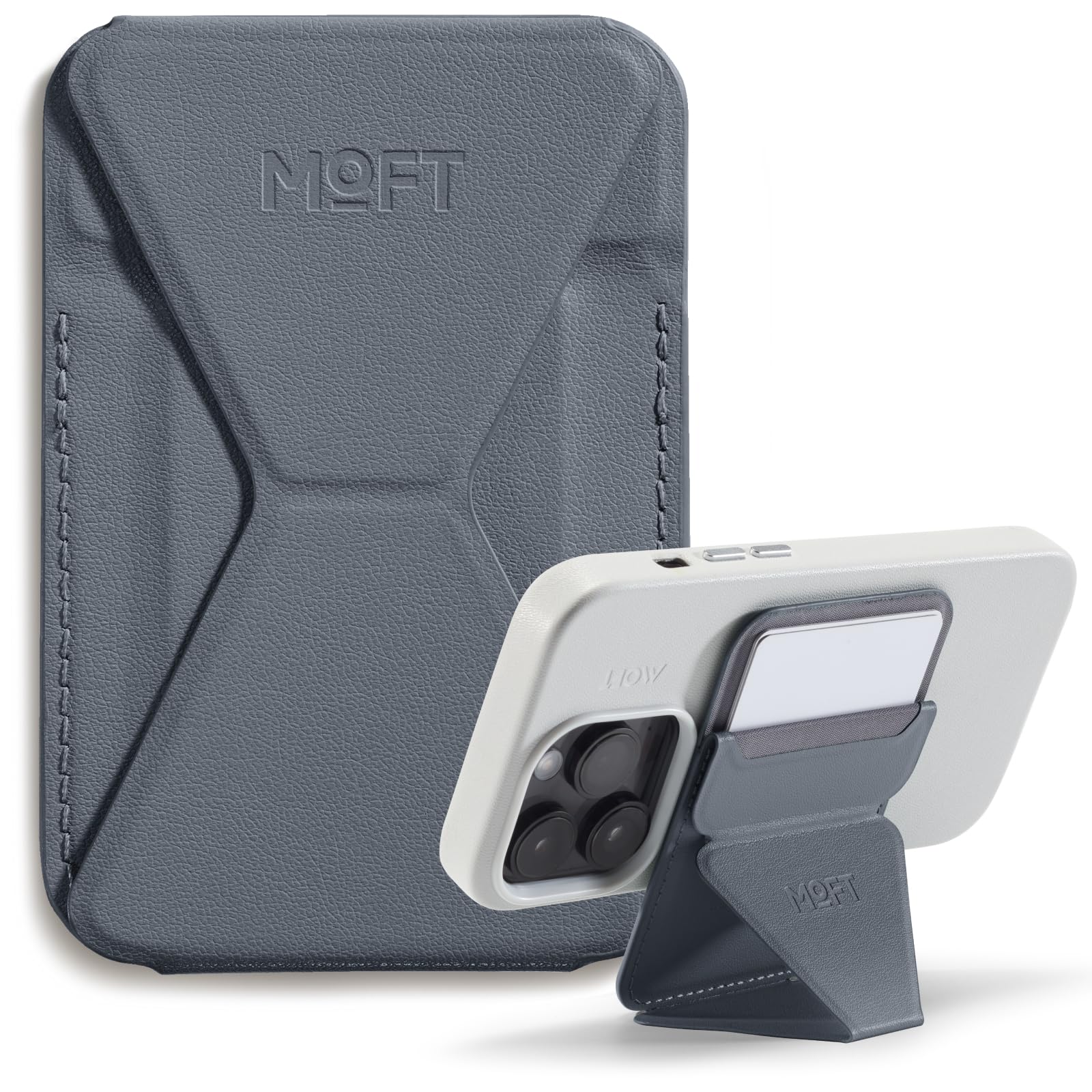 MOFT Snap Magnetic Phone Stand Magsafe Compatible Wallet for iPhone 17 16 15 14 13 12 Series, with 3 Viewing Angles, Enhanced Magnetic Strength, 2 Card Holder, Grey