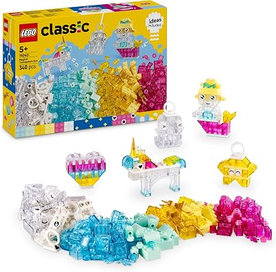 LEGO Classic Magical Transparent Box Colorful Bricks & Keyring Clips