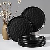 HaWare Stoneware Dinner Plates Set of 6, 10" Heavy Duty Ceramic Plate, Reactive Glaze Ripple Dinnerware for Home Restaurant, 