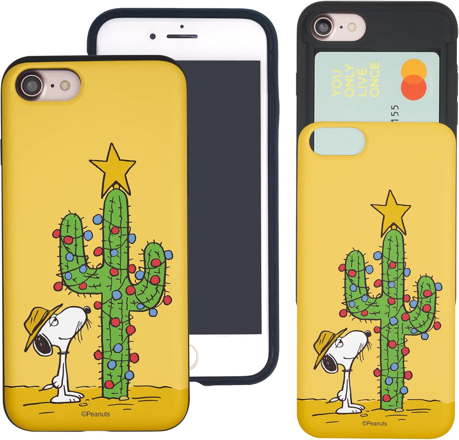Amazon Com Willbee Compatible With Iphone Se Iphone 8 Iphone 7 Case 4 7inch Peanuts Slim Slider Card Slot Dual Layer Holder Bumper Cover Christmas Cactus Snoopy