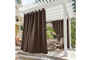 Deconovo Waterproof Outdoor Blackout Curtains for Patio 84 Inches Long - Solid Brown Grommet Blackout Curtains, Indoor Brown Blackout Curtains for Bedroom - 105x84 Inch, 2 Panels