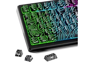 HITIME XVX Shine Through Keycaps With IMD Tech, Custom Topographic 60 75 100 Percent, Black Set Lines Backlit, OEM Profile, S
