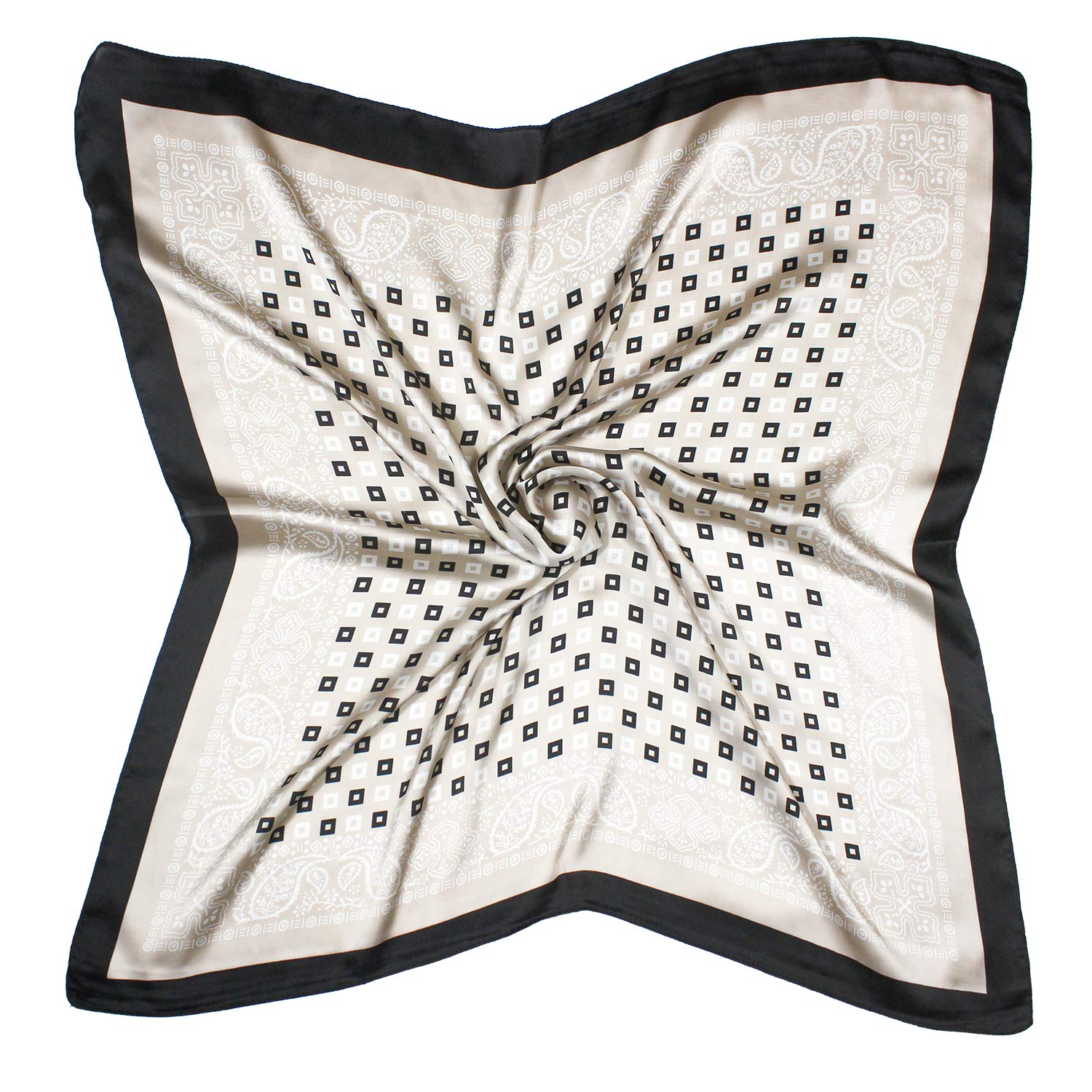 Buy Silk Paisley Bandana Scarf for Men Women Neckerchief Square Satin Headscarf Wrap (Grey