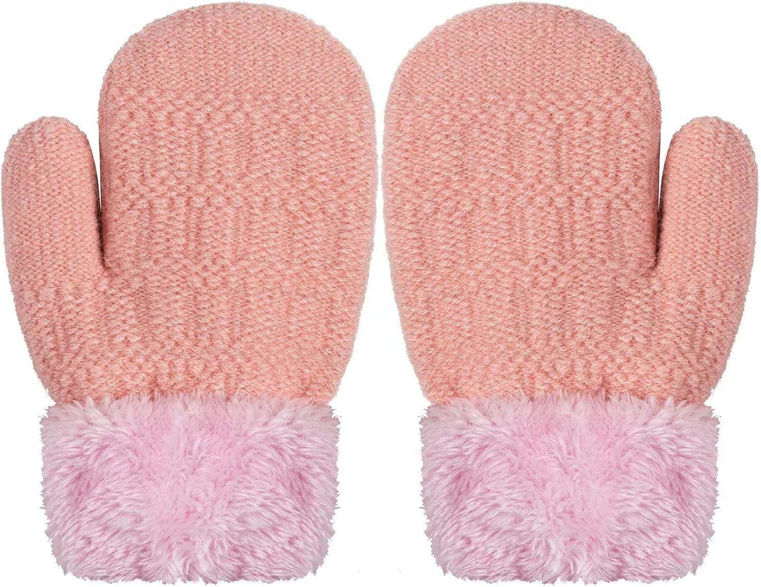 Winter Mitten Gloves For Baby Kids Toddler Infant Newborn, Cute Warm Fleece Lined Knit Thick Thermal Gloves For Boys Girls (Black&Pink&White): Clothing