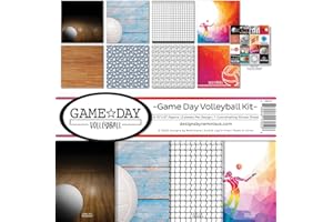 Reminisce Game Day Kit de collection de volleyball en papier pour loisirs créatifs, palette multicolore 30,5 x 30,5 cm