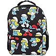 AI ACCESSORY INNOVATIONS Smurfs 16” Backpack with Front Pocket for Girls, 16” School Bag with Front Pocket, Allover Print Bookbag Featuring Smurfette & Grandpa Smurf, Black