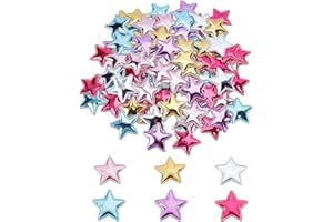 letsinstyle 120 Pcs Star PU Padded Patch, 1.37 x 1.37 Inch Glitter Fabric Felt Sew on Appliques, Shiny 5 Stars Sewing Embelli