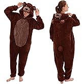 COSUSKET Snug Fit Unisex Adult Onesie Pajamas, Flannel Cosplay Animal One Piece Halloween Costume Sleepwear Homewear