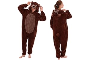 COSUSKET Snug Fit Unisex Adult Onesie Pajamas, Flannel Cosplay Animal One Piece Halloween Costume Sleepwear Homewear