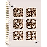 LADOCK Trendy Leopard Dice Notebook Journal, Funky Cheetah Print Journal, Preppy Girly Office School Supplies, Y2K Gifts for Women, Aesthetic Spiral Notebook, 5.5x8.3