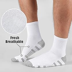 MUQU Mens White Quarter Socks - Thin Athletic