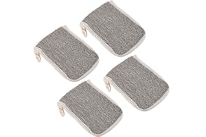VILLCASE Exfoliating Mesh Soap Bag 4pcs Linen Soap Pouches with Drawstring Hanging for Family Bath and Shower