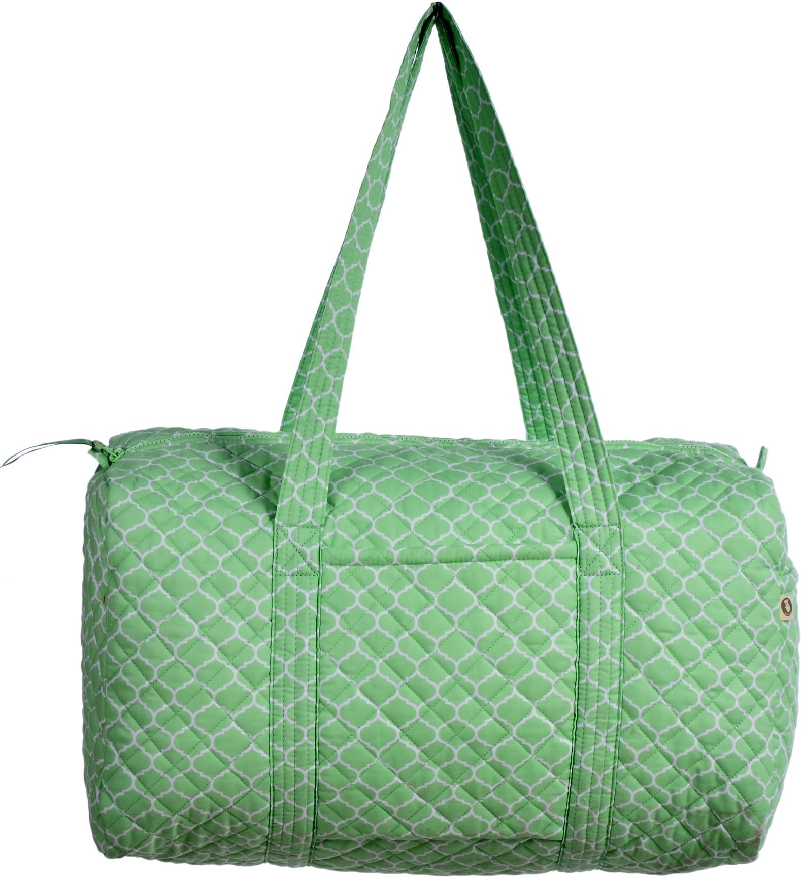 Quilted Koala Women's Duffel Weekender Travel Bag Happy Brights Mint Green Wire