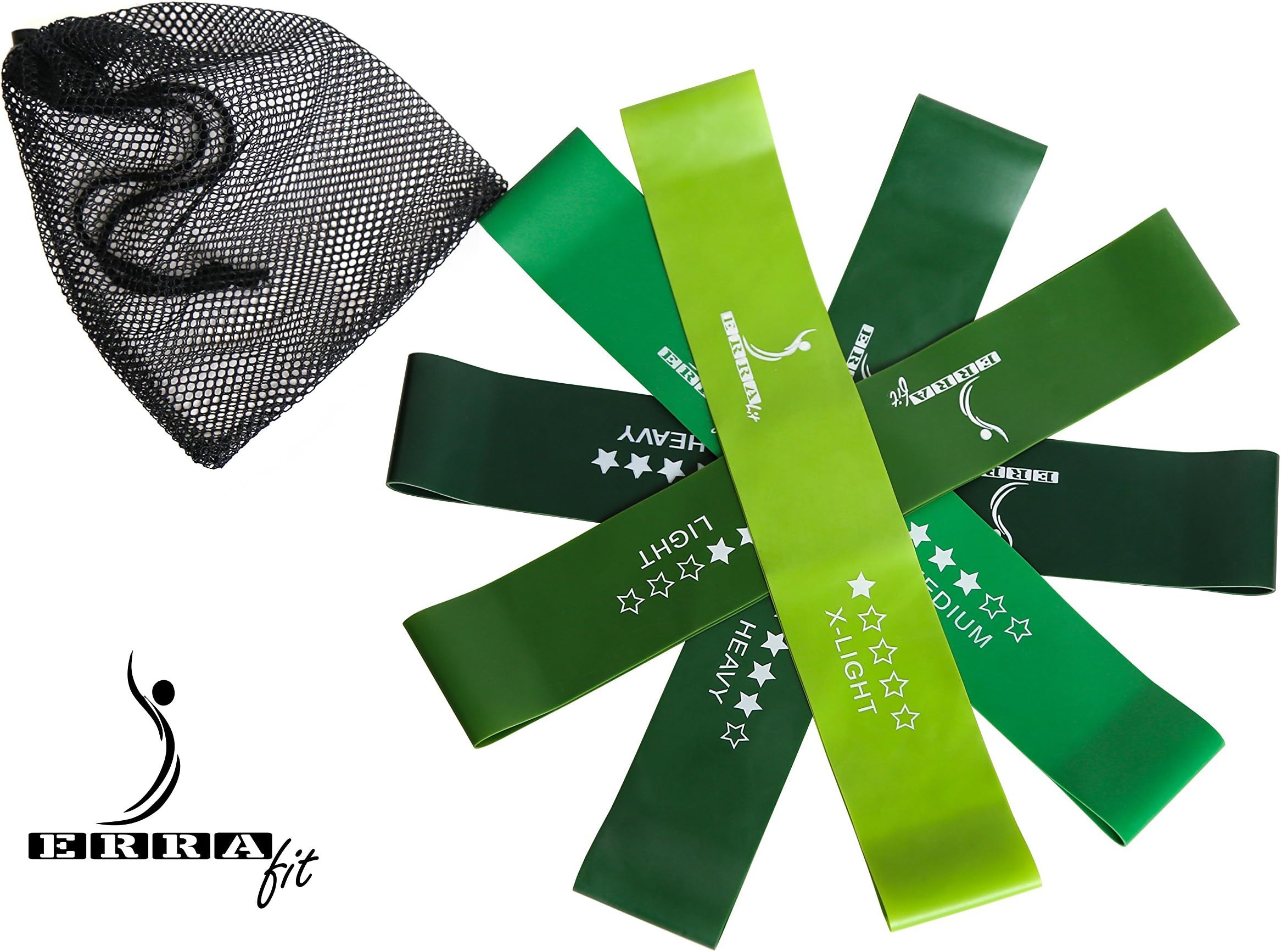 Erra Fit 5 Star Premium Resistance Loop Bands Set - Full Body Workout Equipment for Yoga Fitness Pilates Stength Physical Therapy Fascia and Mobility Recovery - Fresh Colors