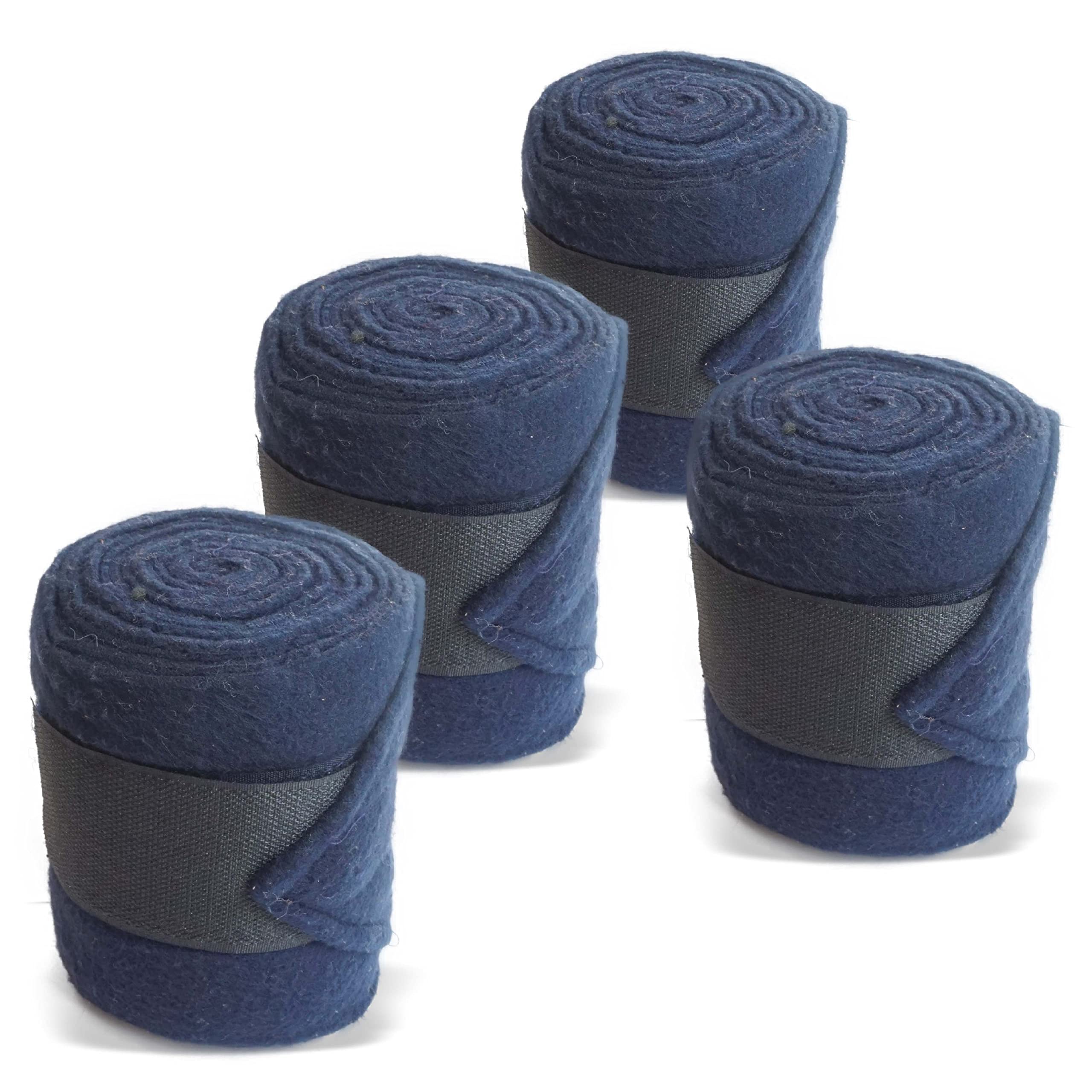 Pferdelinis Fleece Bandages for Horse – Horse Fleece Bandages in Set of 4 with Practical Storage Bag (Mini Shetland Pony (Mini Shetty), Navy Blue)