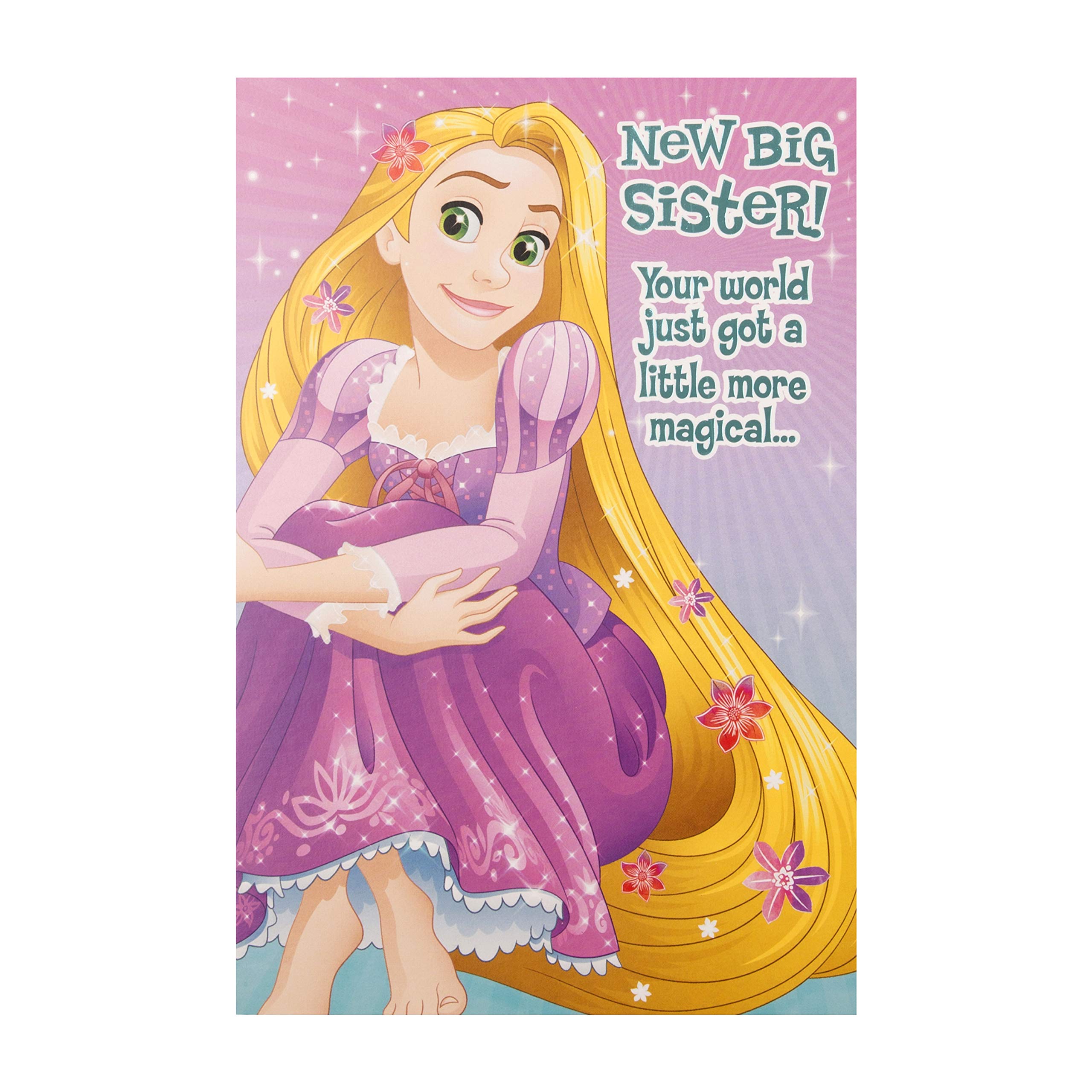 Hallmark New Big Sister Congratulations Card - Colourful Rapunzel Design from The Disney Princess Range