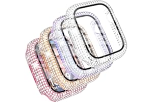 CHANCHY 4-Pack Compatible with Apple Watch Case 40mm Protective Bumper with Screen Protector, 200 Crystal Diamond Bling Cases Cover for Apple Watch SE Series 6 5 4, Rose Gold/Pink/Rainbow/Clear, 40mm