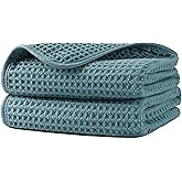 Microfiber Waffle Hand Towels, 2 Pieces, Soft, Absorbent, Fast Drying, Lint Free 430 GSM (Green)