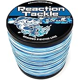 Reaction Tackle Braided Fishing Line, Pro Grade Braid, Fresh and Saltwater | 4 or 8 Strand PE, Zero Stretch, Thin Diameter, Knot Strength, Abrasion Resistant, High Sensitivity, Bass, Walleye, Surf, Ice