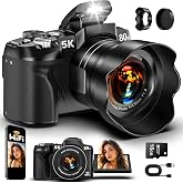 5K Digital Camera 80MP UHD Vlogging Cameras for Photography Autofocus WiFi | Fast Autofocus, UHD 3" 270&deg; Flip Screen, Video Camera for YouTube, 18X Zoom, Memory Card, Lens Hood, Beginners, Gift